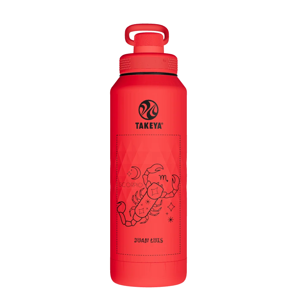 Takeya Sport Water Bottle - 40oz Crimson Spout - Model 51349-TAKEYA-SPORT-WATER-BOTTLE-CUSTOMIZED-385-40OZ-CRIMSON-SPOUT