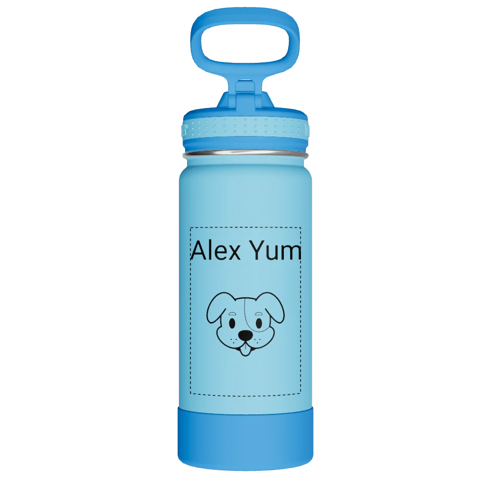 Takeya Actives Kids Water Bottle With Straw Lid - 16oz Atlantic/SailBlue - Model 52401-TAKEYA-ACTIVES-KIDS-WATER-BOTTLE-WITH-STRAW-LID-CUSTOMIZED-7-16OZ-ATLANTIC-SAILBLUE