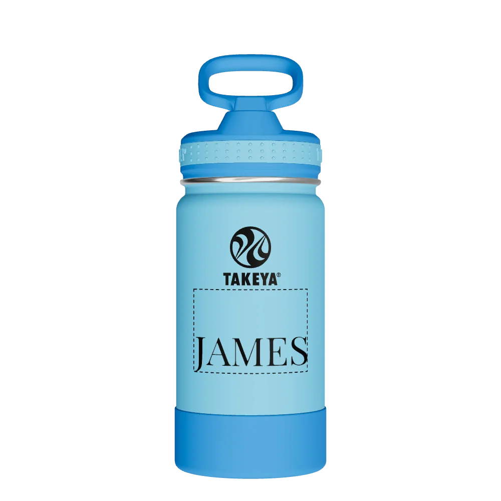 Takeya Actives Kids Water Bottle With Straw Lid - 14oz Atlantic/SailBlue - Model 50314-TAKEYA-ACTIVES-KIDS-WATER-BOTTLE-WITH-STRAW-LID-CUSTOMIZED-86-14OZ-ATLANTIC-SAILBLUE