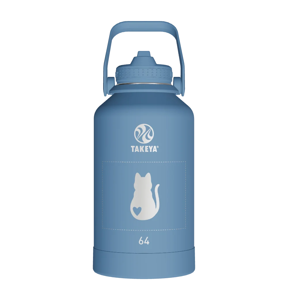 Takeya Actives Water Bottle With Straw Lid - 64oz Bluestone - Model 51190-TAKEYA-ACTIVES-WATER-BOTTLE-WITH-STRAW-LID-CUSTOMIZED-30-64OZ-BLUESTONE