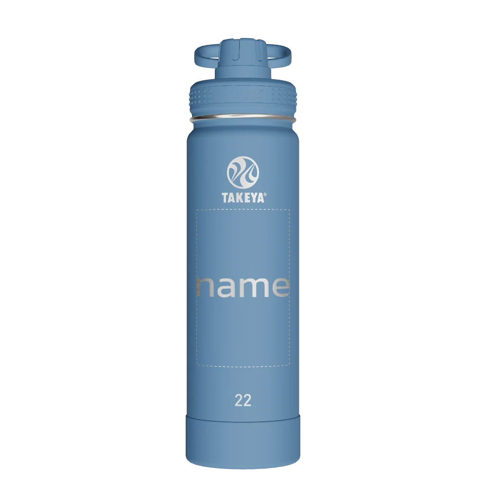 Takeya Actives Water Bottle With Spout Lid - 22oz Bluestone - Model 50292-TAKEYA-ACTIVES-WATER-BOTTLE-WITH-SPOUT-LID-CUSTOMIZED-208-22OZ-BLUESTONE