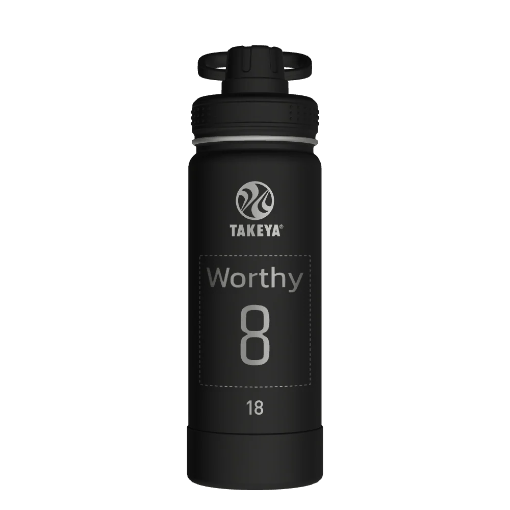 Takeya Actives Water Bottle With Spout Lid - 18oz Onyx - Model 51060-TAKEYA-ACTIVES-WATER-BOTTLE-WITH-SPOUT-LID-CUSTOMIZED-233-18OZ-ONYX