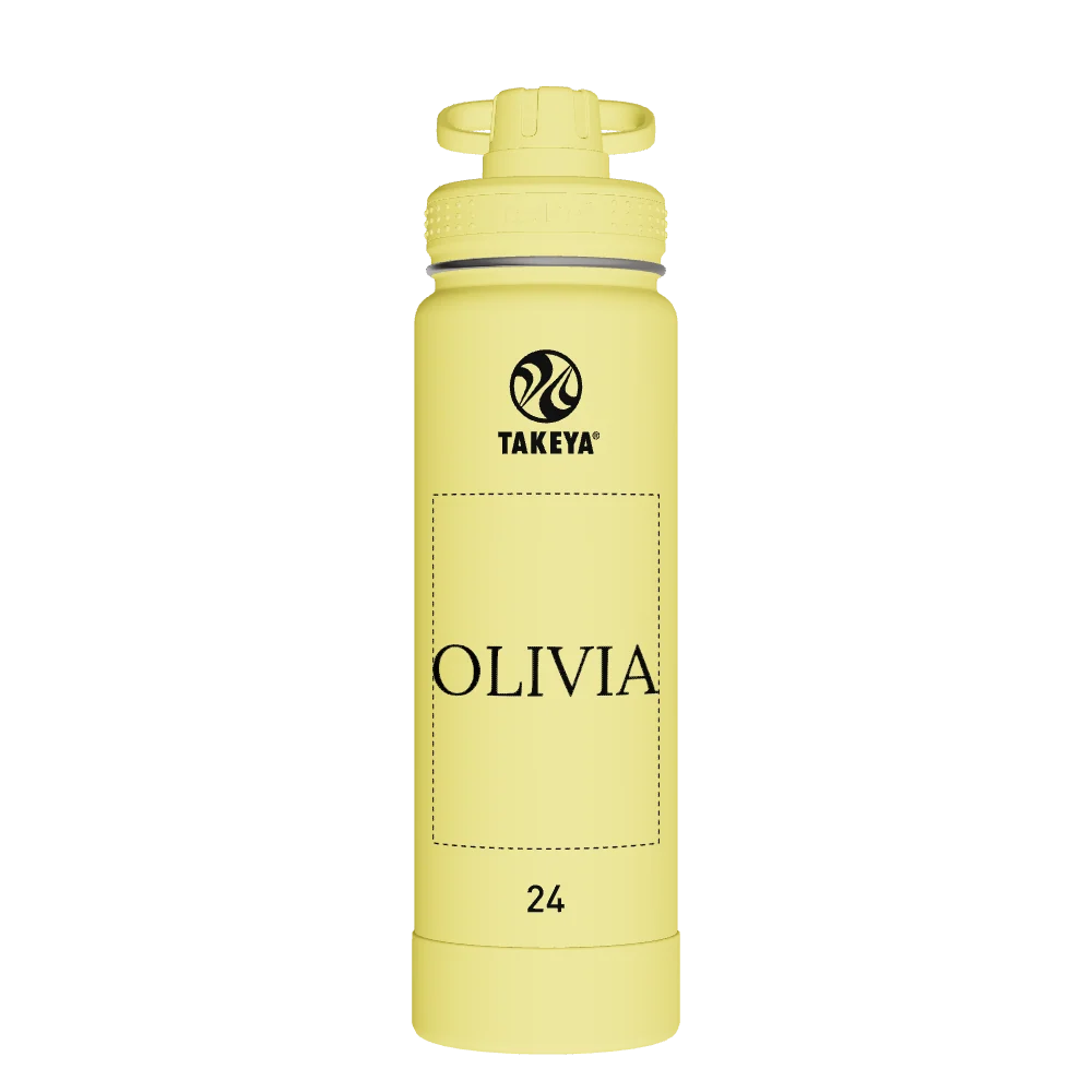 Takeya Actives Water Bottle With Spout Lid - 24oz Canary - Model 51187-TAKEYA-ACTIVES-WATER-BOTTLE-WITH-SPOUT-LID-CUSTOMIZED-306-24OZ-CANARY
