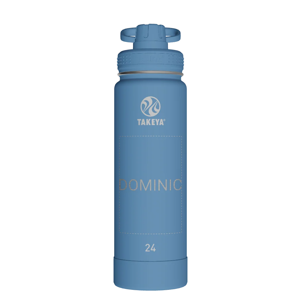 Takeya Actives Water Bottle With Spout Lid - 24oz Bluestone - Model 51216-TAKEYA-ACTIVES-WATER-BOTTLE-WITH-SPOUT-LID-CUSTOMIZED-343-24OZ-BLUESTONE