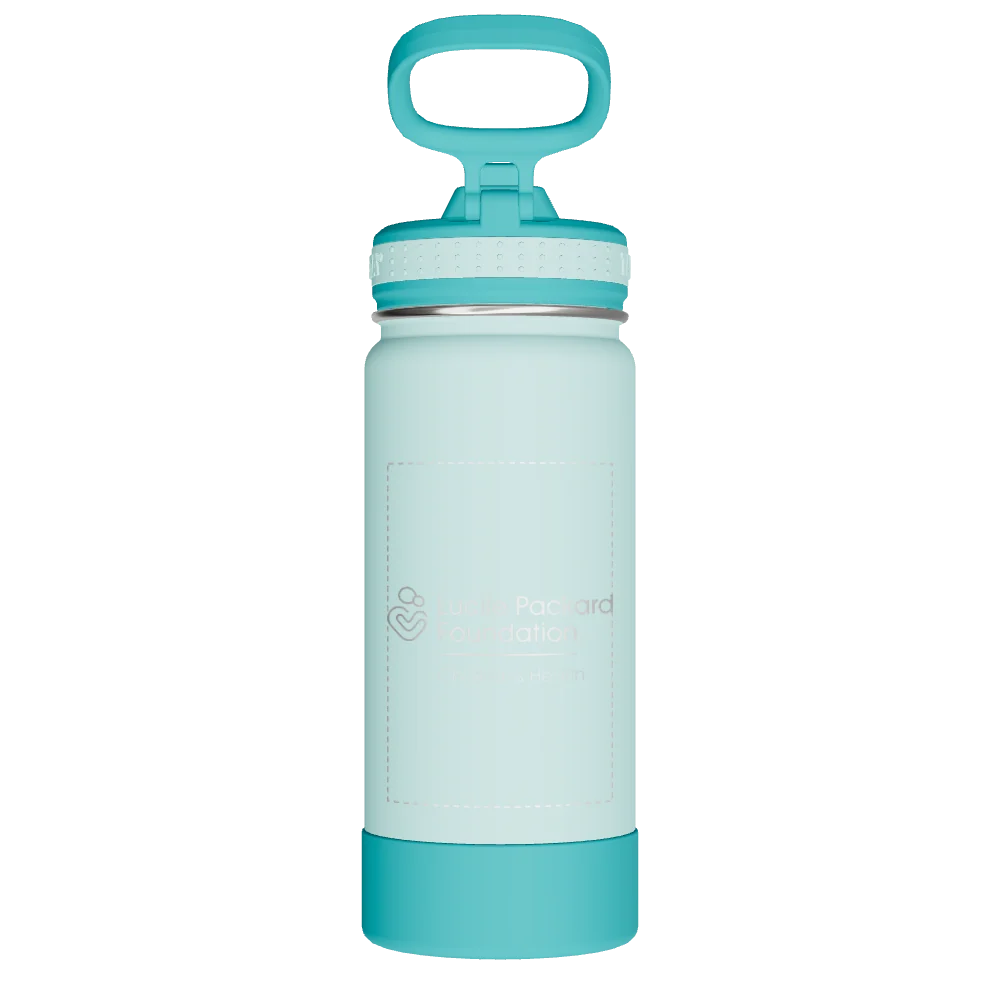 Takeya Actives Kids Water Bottle With Straw Lid - 16oz Surfer/Lagoon - Model 52400-TAKEYA-ACTIVES-KIDS-WATER-BOTTLE-WITH-STRAW-LID-CUSTOMIZED-25-16OZ-SURFER-LAGOON