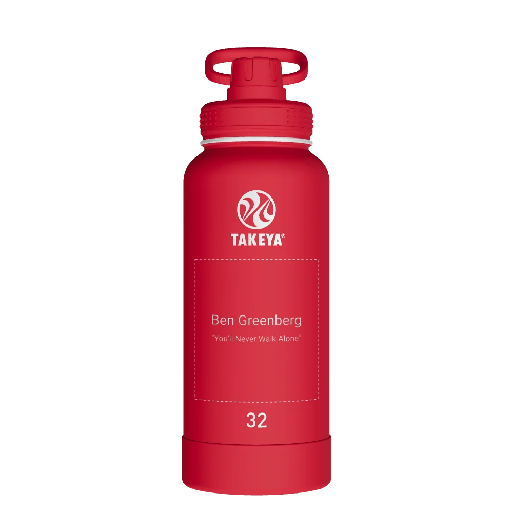 Takeya Actives Water Bottle With Spout Lid - 32oz Watermelon - Model 51030-TAKEYA-ACTIVES-WATER-BOTTLE-WITH-SPOUT-LID-CUSTOMIZED-194-32OZ-WATERMELON