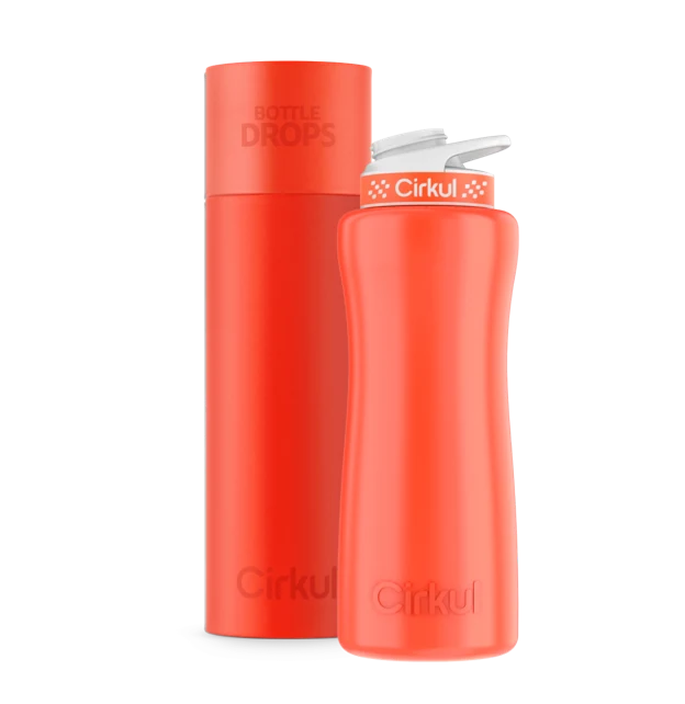 Cirkul Limited Edition: 32oz. Neon Orange-Red Stainless Steel Bottle & Lid