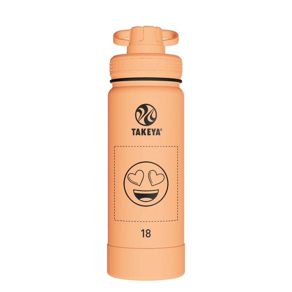 Takeya Actives Water Bottle With Spout Lid - 18oz Tart Orange - Model 51074-TAKEYA-ACTIVES-WATER-BOTTLE-WITH-SPOUT-LID-CUSTOMIZED-441-18OZ-TART-ORANGE