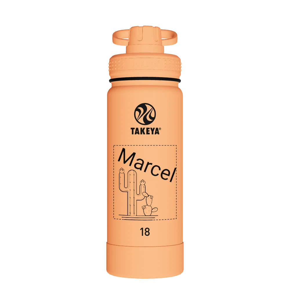 Takeya Actives Water Bottle With Spout Lid - 18oz Tart Orange - Model 51074-TAKEYA-ACTIVES-WATER-BOTTLE-WITH-SPOUT-LID-CUSTOMIZED-333-18OZ-TART-ORANGE