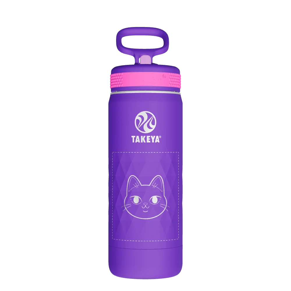 Takeya Kids Sport Water Bottle With Straw Lid - 18oz Grape Blaze - Model 51895-TAKEYA-KIDS-SPORT-WATER-BOTTLE-WITH-STRAW-LID-CUSTOMIZED-30-18OZ-GRAPE-BLAZE