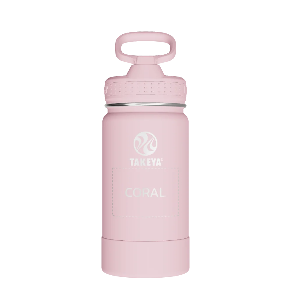 Takeya Actives Kids Water Bottle With Straw Lid - 14oz Blush - Model 51141-TAKEYA-ACTIVES-KIDS-WATER-BOTTLE-WITH-STRAW-LID-CUSTOMIZED-96-14OZ-BLUSH