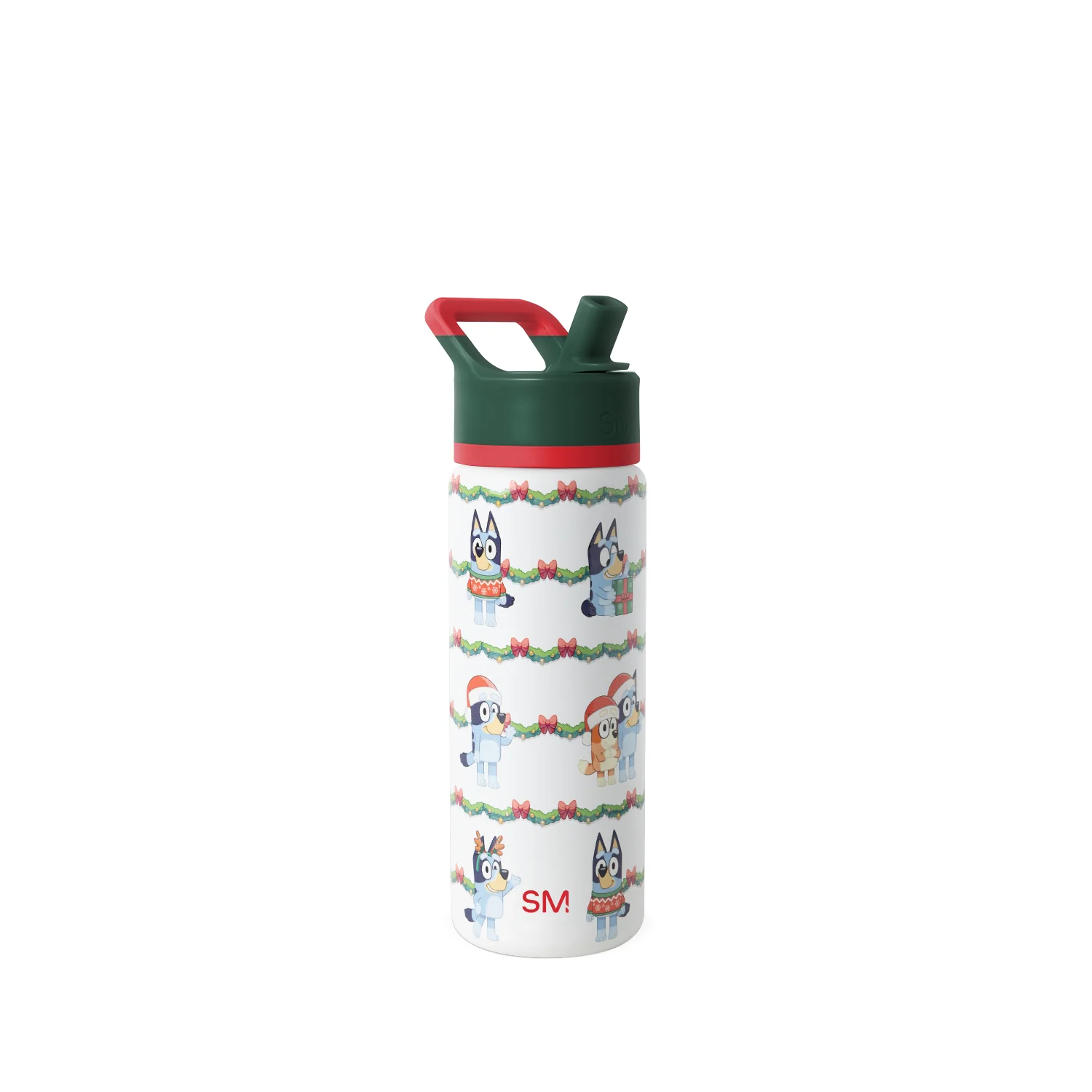 Simple Modern Summit Kids Water Bottle with Straw Lid - 18oz Bluey Holly Jolly