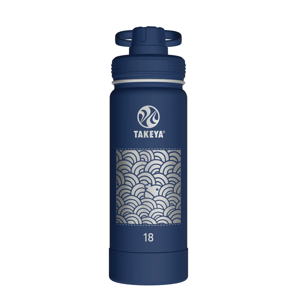 Takeya Actives Water Bottle With Spout Lid - 18oz Midnight - Model 51064-TAKEYA-ACTIVES-WATER-BOTTLE-WITH-SPOUT-LID-CUSTOMIZED-261-18OZ-MIDNIGHT