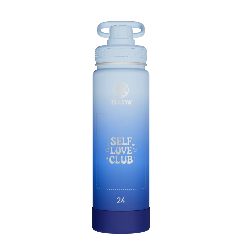 Takeya Actives Water Bottle With Spout Lid - 24oz Pacific Blue - Model 51396-TAKEYA-ACTIVES-WATER-BOTTLE-WITH-SPOUT-LID-CUSTOMIZED-21-24OZ-PACIFIC-BLUE