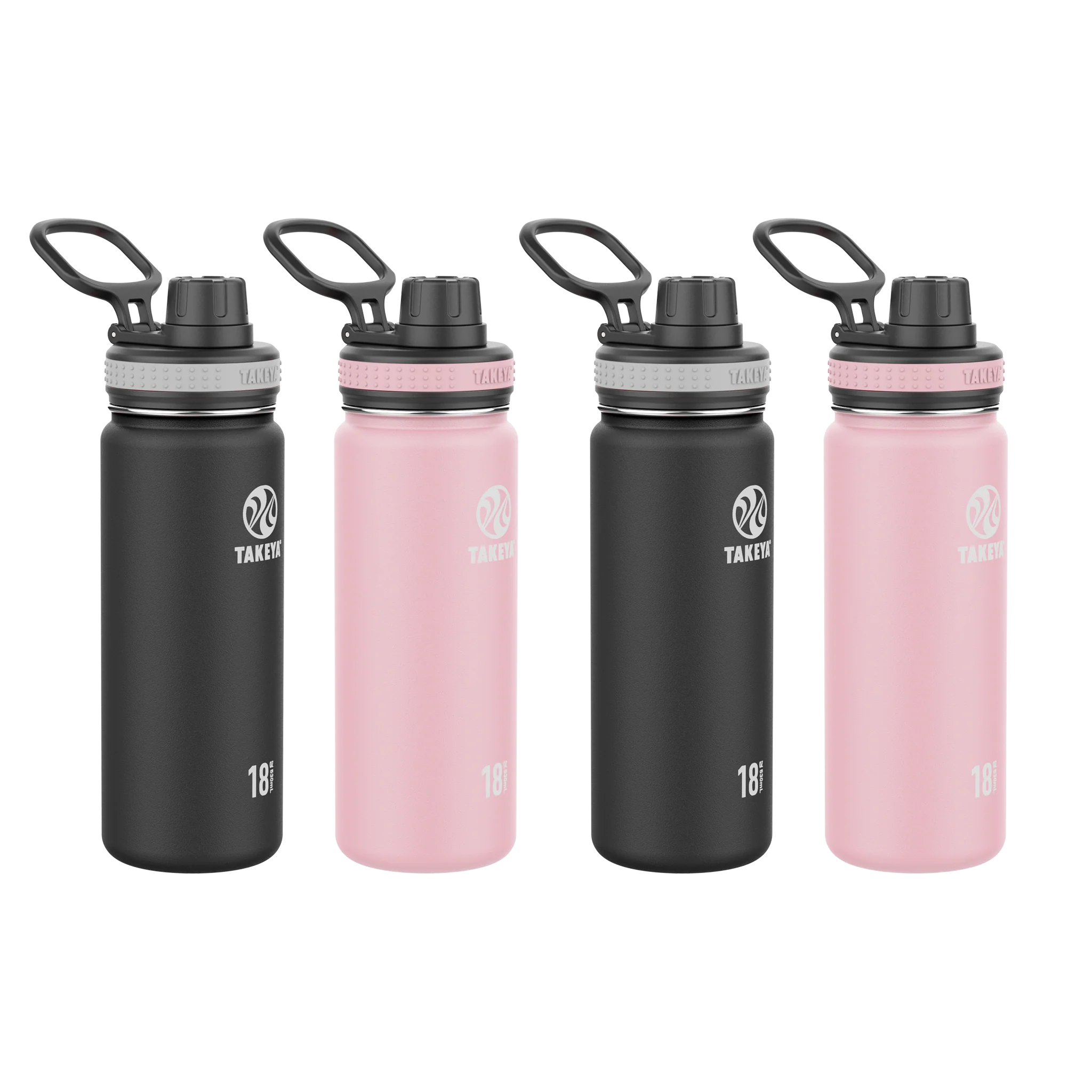 Takeya Originals Water Bottle with Spout Lid (4 Pack)