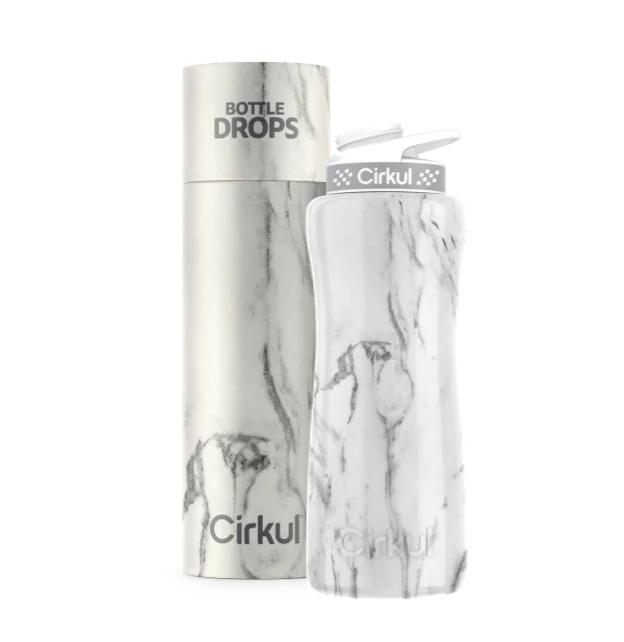 Cirkul Limited Edition: 32oz. White Marble Stainless Steel Bottle & Lid