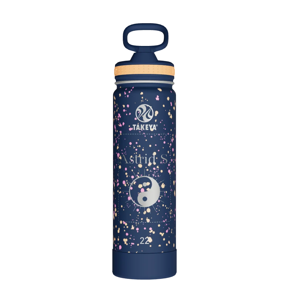Takeya Actives Water Bottle With Straw Lid - 22oz Confetti Cool Rays - Model 50433-TAKEYA-ACTIVES-WATER-BOTTLE-WITH-STRAW-LID-CUSTOMIZED-157-22OZ-CONFETTI-COOL-RAYS