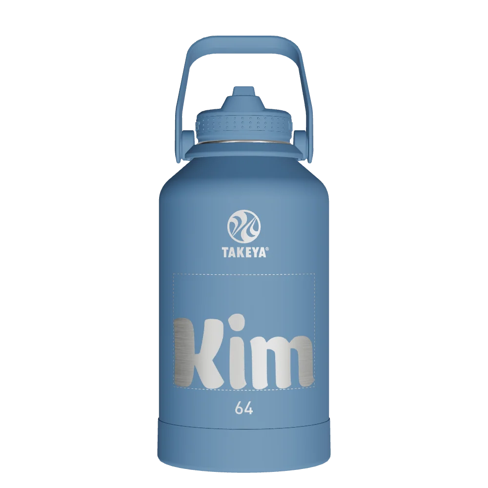 Takeya Actives Water Bottle With Straw Lid - 64oz Bluestone - Model 51190-TAKEYA-ACTIVES-WATER-BOTTLE-WITH-STRAW-LID-CUSTOMIZED-131-64OZ-BLUESTONE